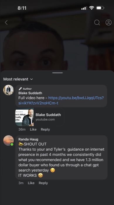 Comment about a $1.3 million buyer found through ChatGPT